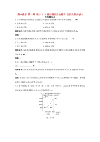 高中数学 第一章 统计 1.3 统计图表自主练习 北师大版必修3-北师大版高一必修3数学试题