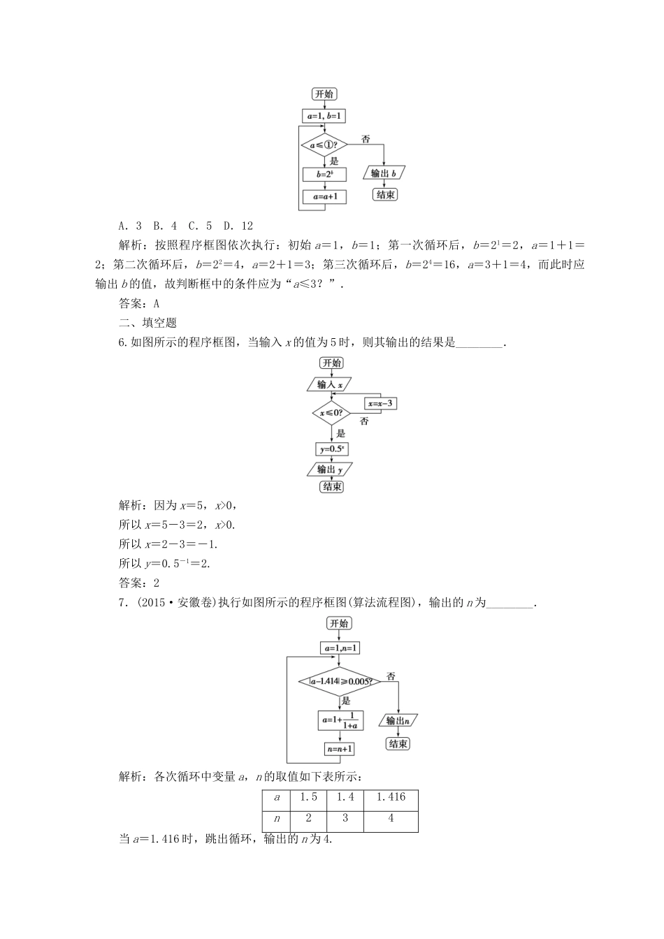 高中数学 第一章 算法初步 1.1 算法与程序框图 1.1.2 第3课时 循环结构、程序框图的画法检测 新人教A版必修3-新人教A版高一必修3数学试题_第3页