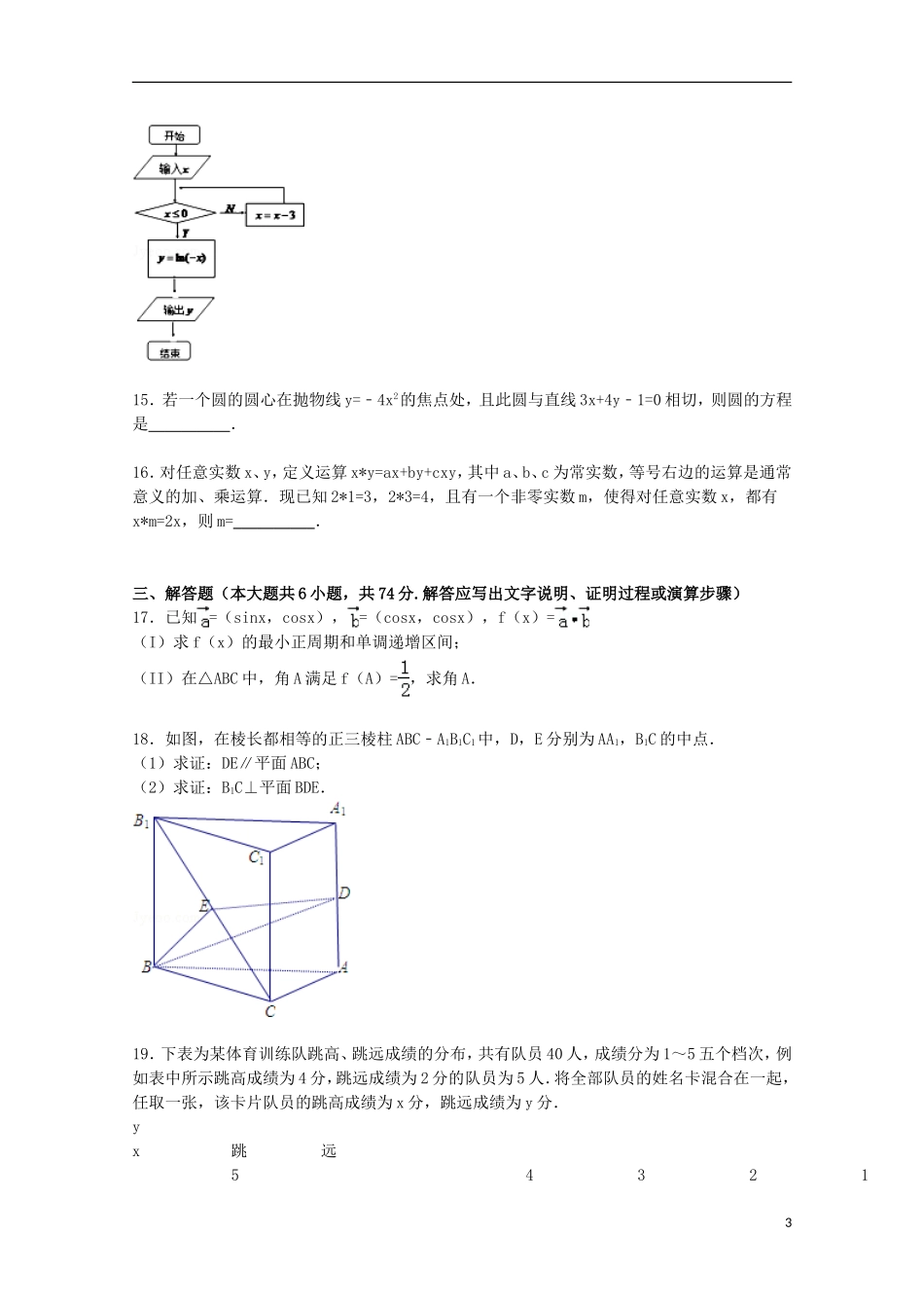 天津市蓟县二中高考数学模拟试卷 文（含解析）-人教版高三全册数学试题_第3页