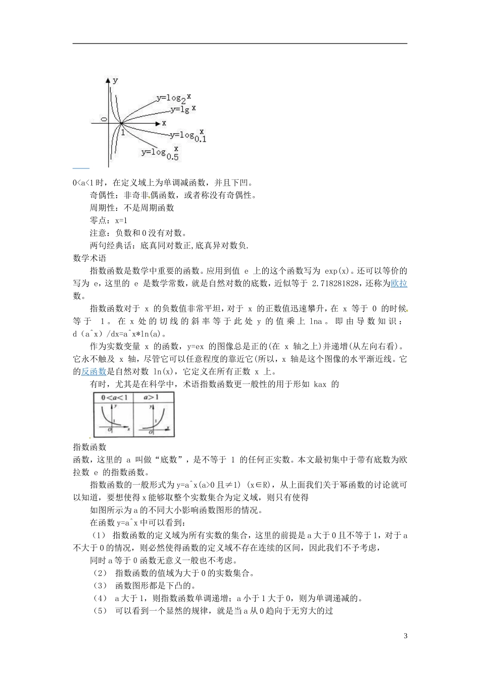 四川省木里县中学高三数学总复习 指数函数与对数函数基本知识点 新人教A版_第3页