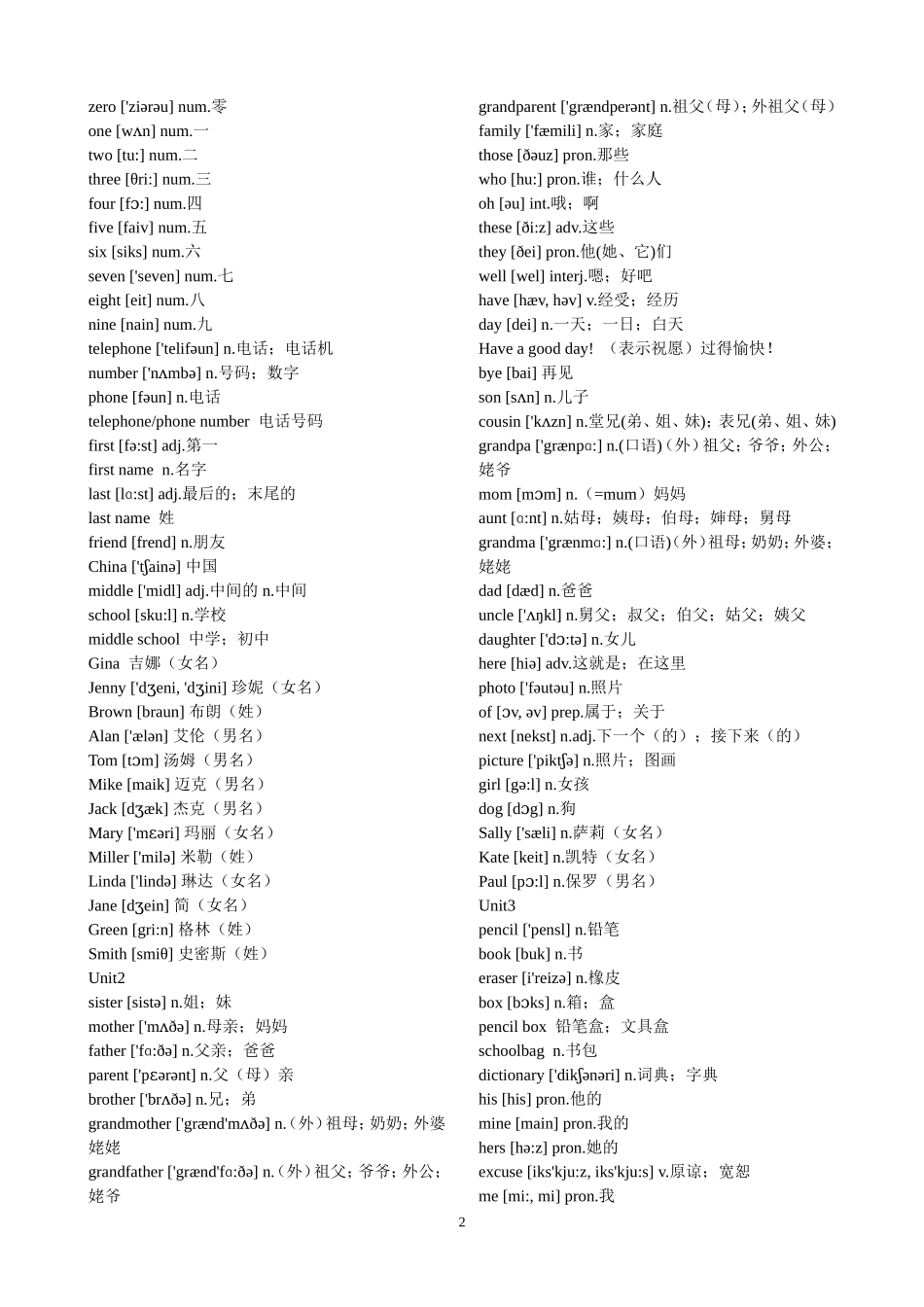 七年级英语单词表(上下册)_第2页