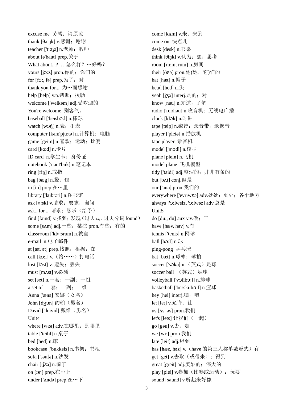 七年级英语单词表(上下册)_第3页