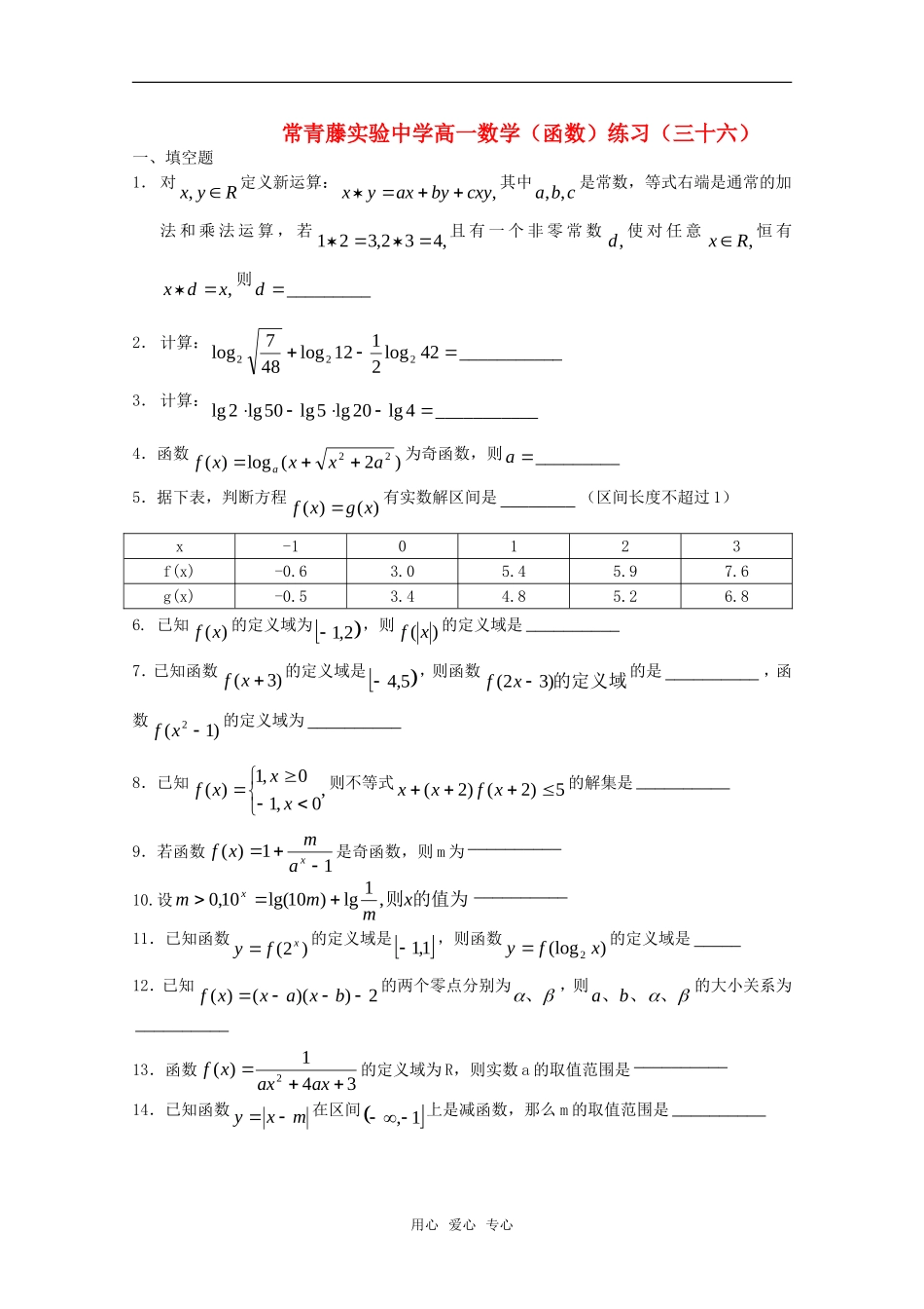 江苏省常青藤实验中学高一函数练习（三十六）苏教版_第1页