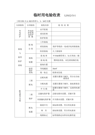 临时用电验收表----LJA11