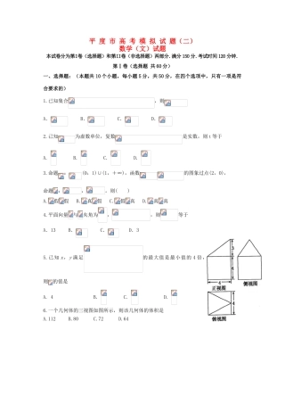 山东省平度市高考数学模拟试题 文（二）-人教版高三全册数学试题