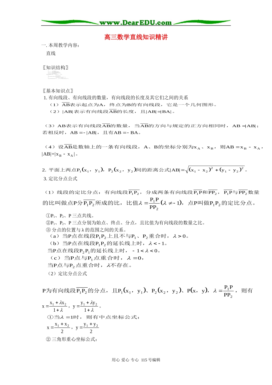 人教版高三数学直线知识精讲_第1页