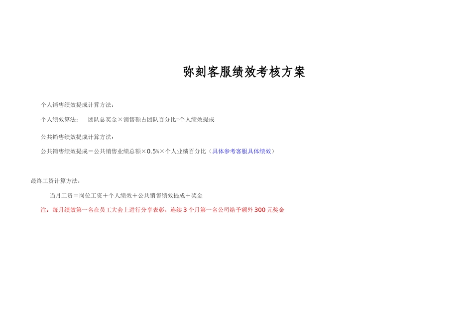 客服绩效考核方案_第1页