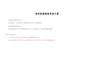 客服绩效考核方案