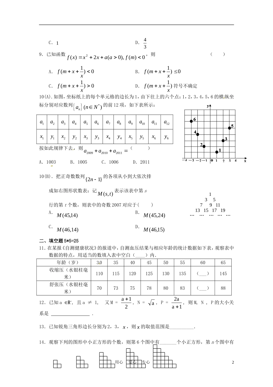 江西省吉安一中10-11学年高一数学下学期期中考试【会员独享】_第2页