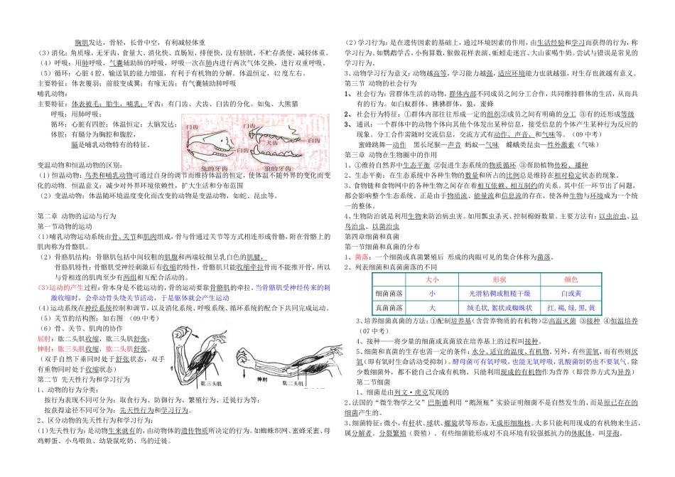 人教版八年级生物上册2014年最新知识点总结(全面复习编写)_第2页