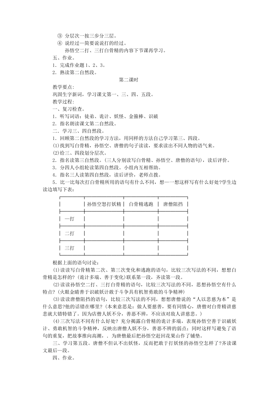 六年级语文下册 第三单元 第八课 三打白骨精教案1 苏教版-苏教版小学六年级下册语文教案_第2页