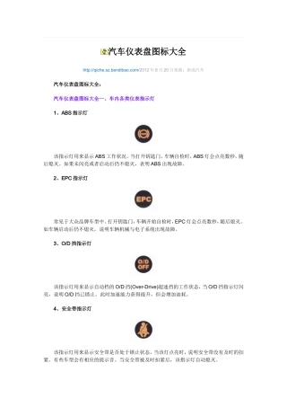 汽车仪表盘图标大全