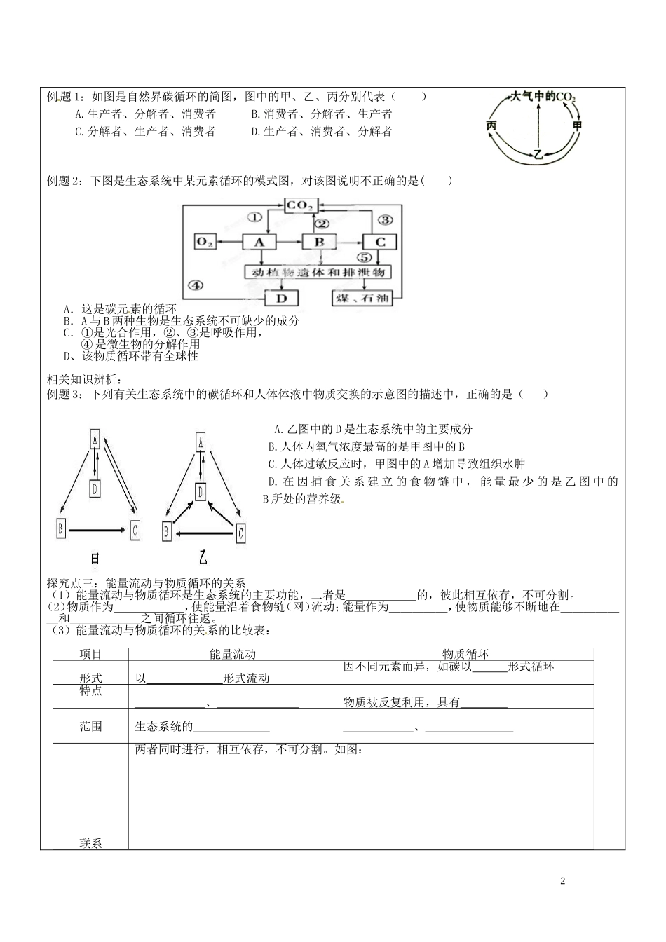 山东省临朐县实验中学高中生物《53 生态系统的物质循环》学案 新人教版必修3_第2页