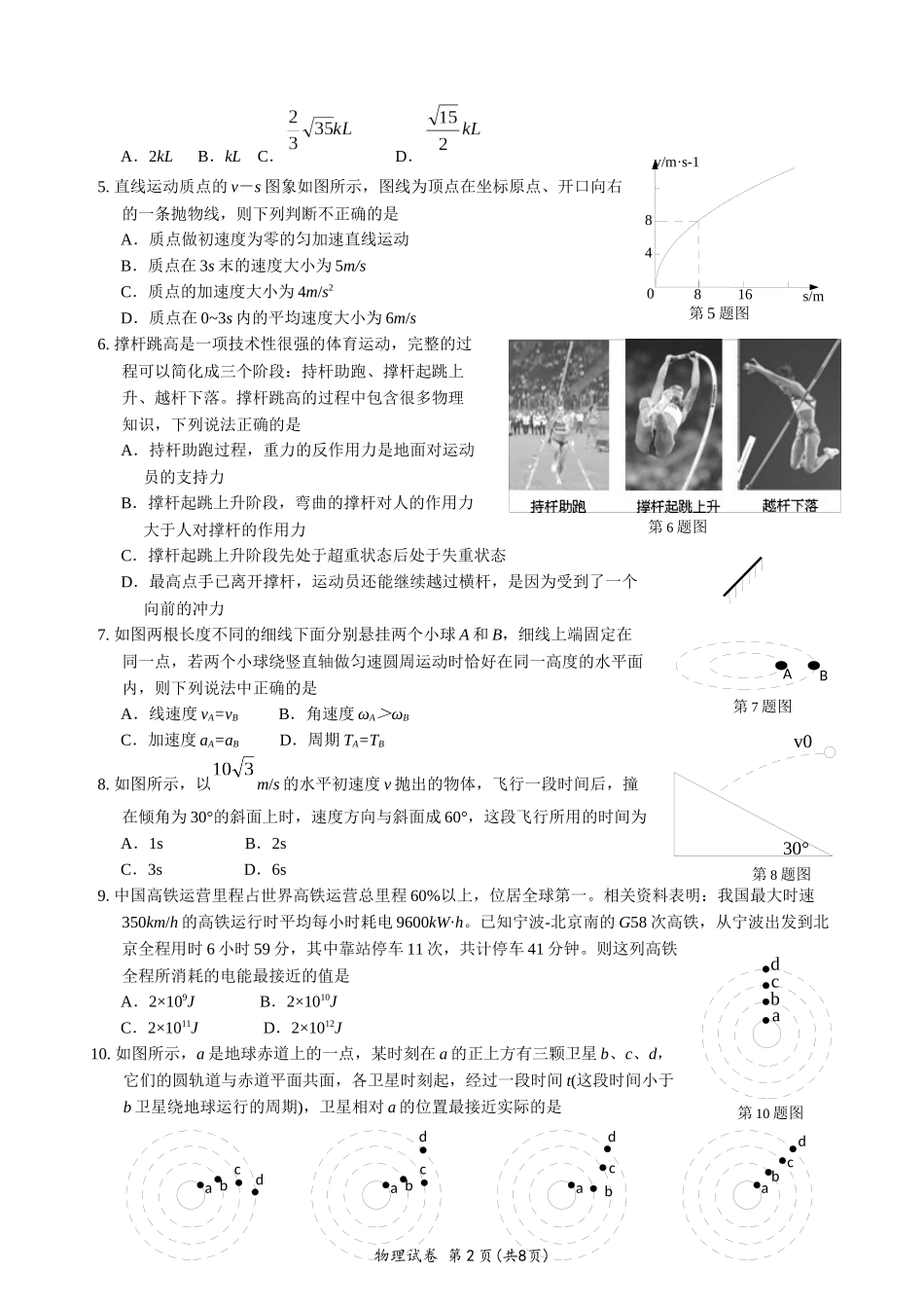 宁波市2018年新高考选考适应性考试物理试卷_第2页