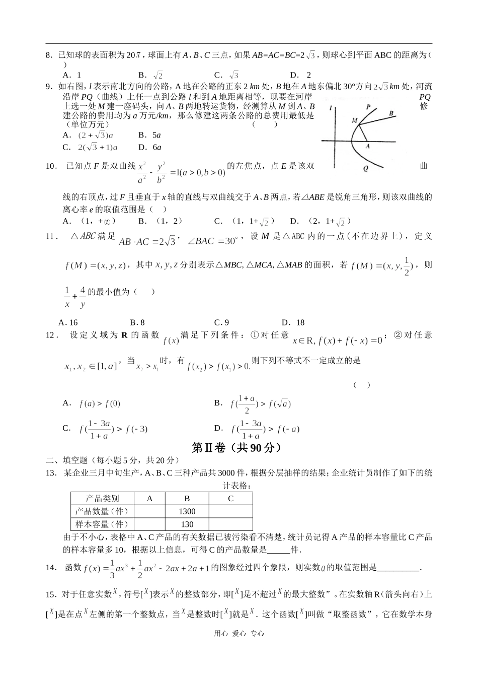 河南省部分省级示范性高中高三数学理科高考模拟押宝题_第2页
