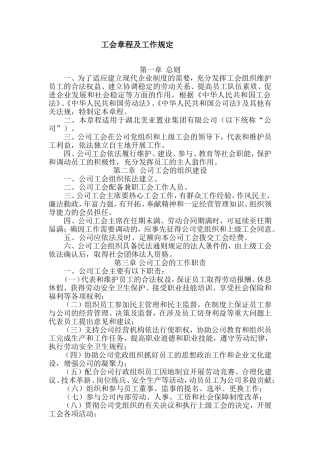 企业工会章程及工作制度