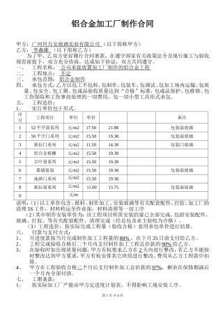 铝合金门窗制作安装合同