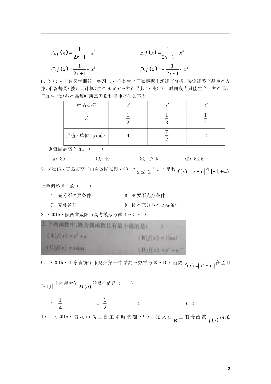 全国各地高考数学三轮复习试题汇编 专题2 不等式、函数与导数 第2讲 函数及其图象与性质（B卷）理（含解析）-人教版高三全册数学试题_第2页