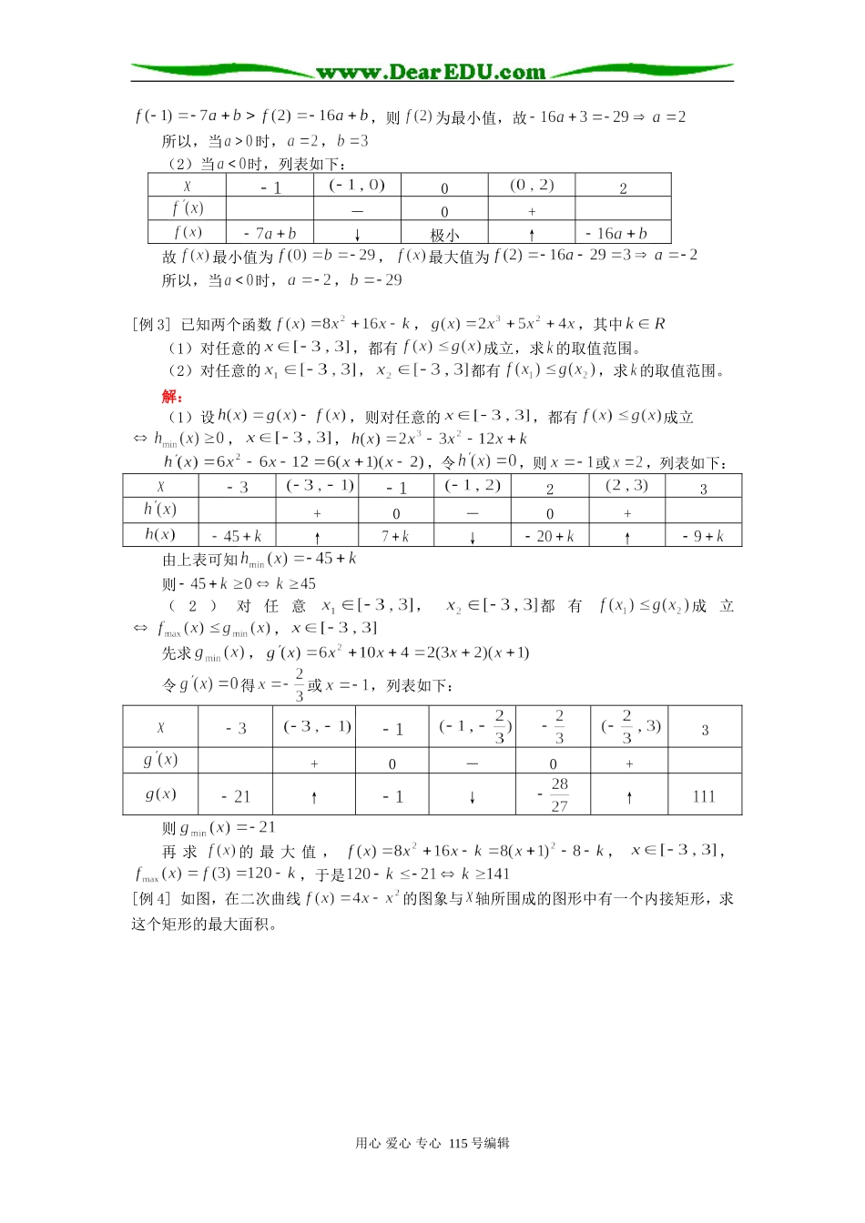 人教版高三数学导数的应用二 最大值与最小值例题解析_第2页