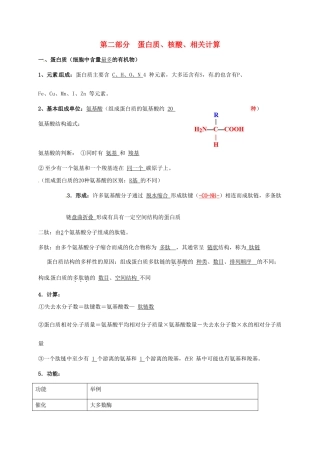 江苏省徐州市高考生物总复习 专题一 细胞的分子组成 第二部分 蛋白质、核酸、相关计算学案-人教版高三全册生物学案