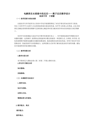 离子反应(第二课时)教学设计