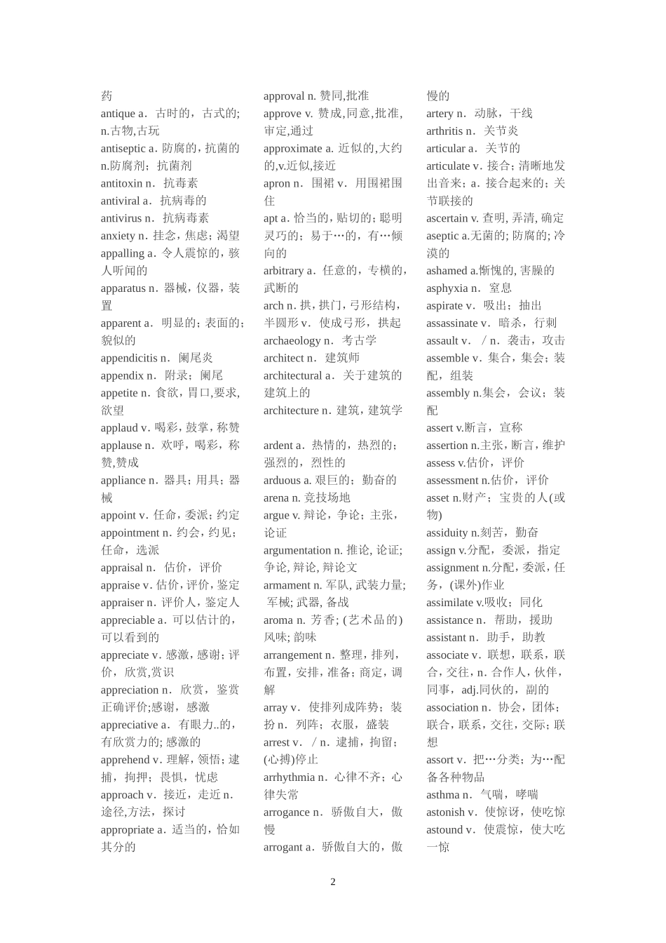 全国医学博士英语统一考试词汇表(10000词全)---打印版_第2页