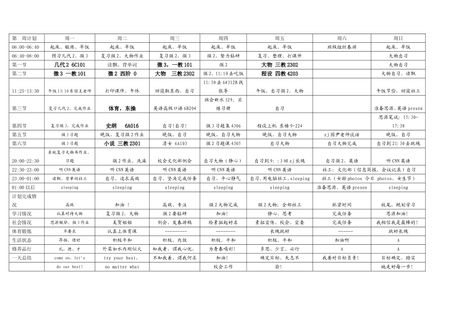 清华学霸学习计划表(打印版)_第2页