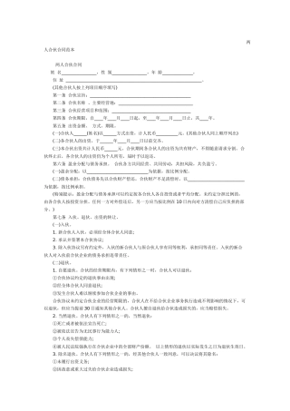 两人合伙合同范本