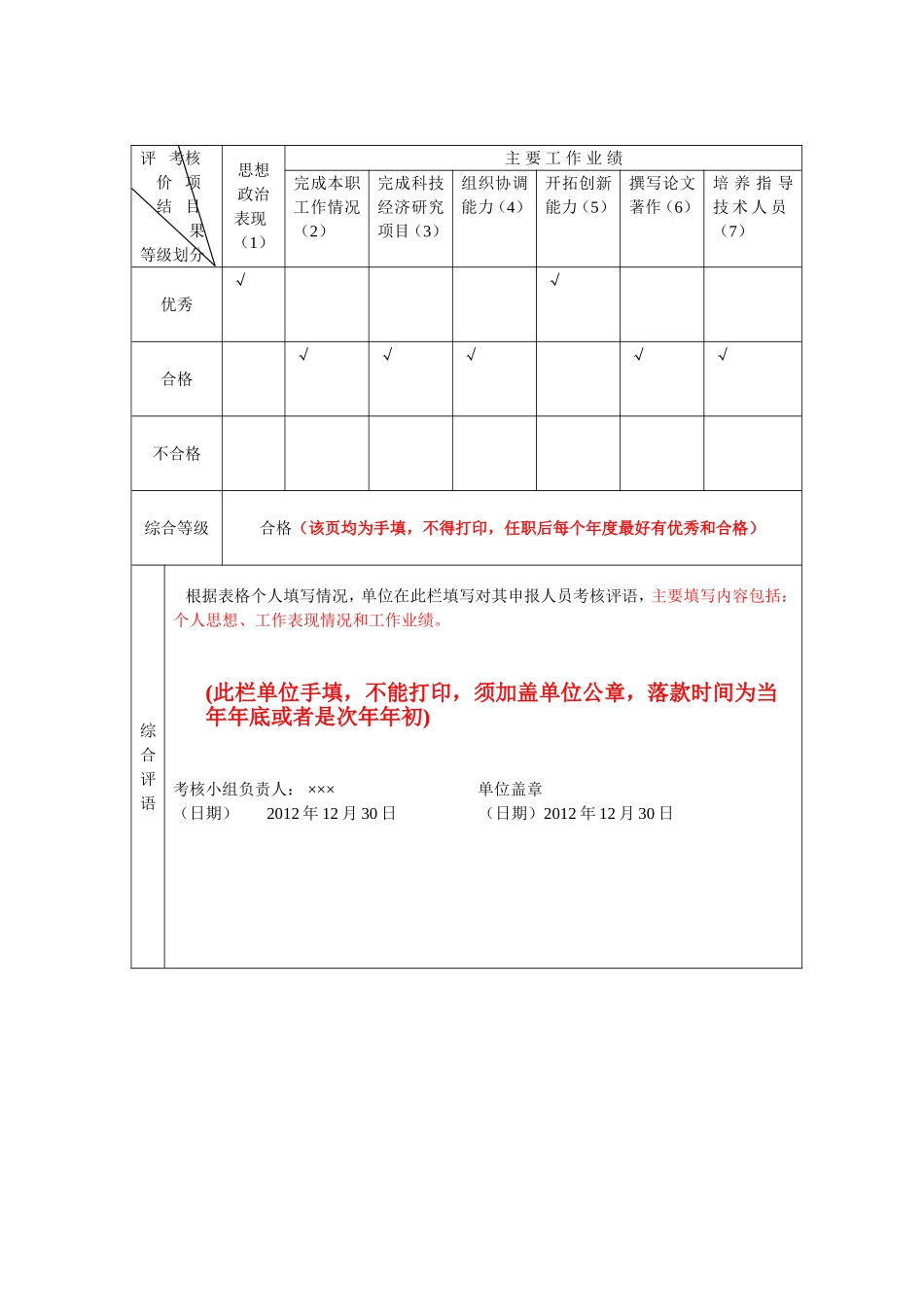 年度考核表-范本_第3页