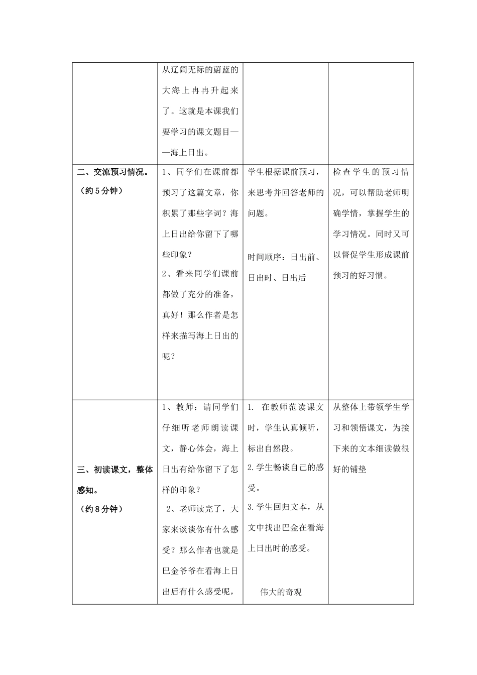 五年级语文上册 第二单元 7 海上日出教案设计 语文S版-语文S版小学五年级上册语文教案_第3页