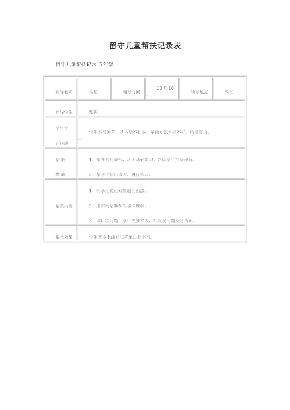 留守儿童帮扶记录表_第1页