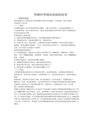 热镀锌带钢表面缺陷检查