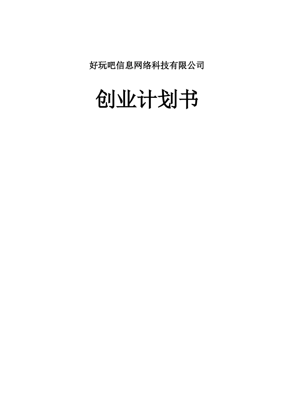 某某信息网络科技有限公司创业计划书_第1页