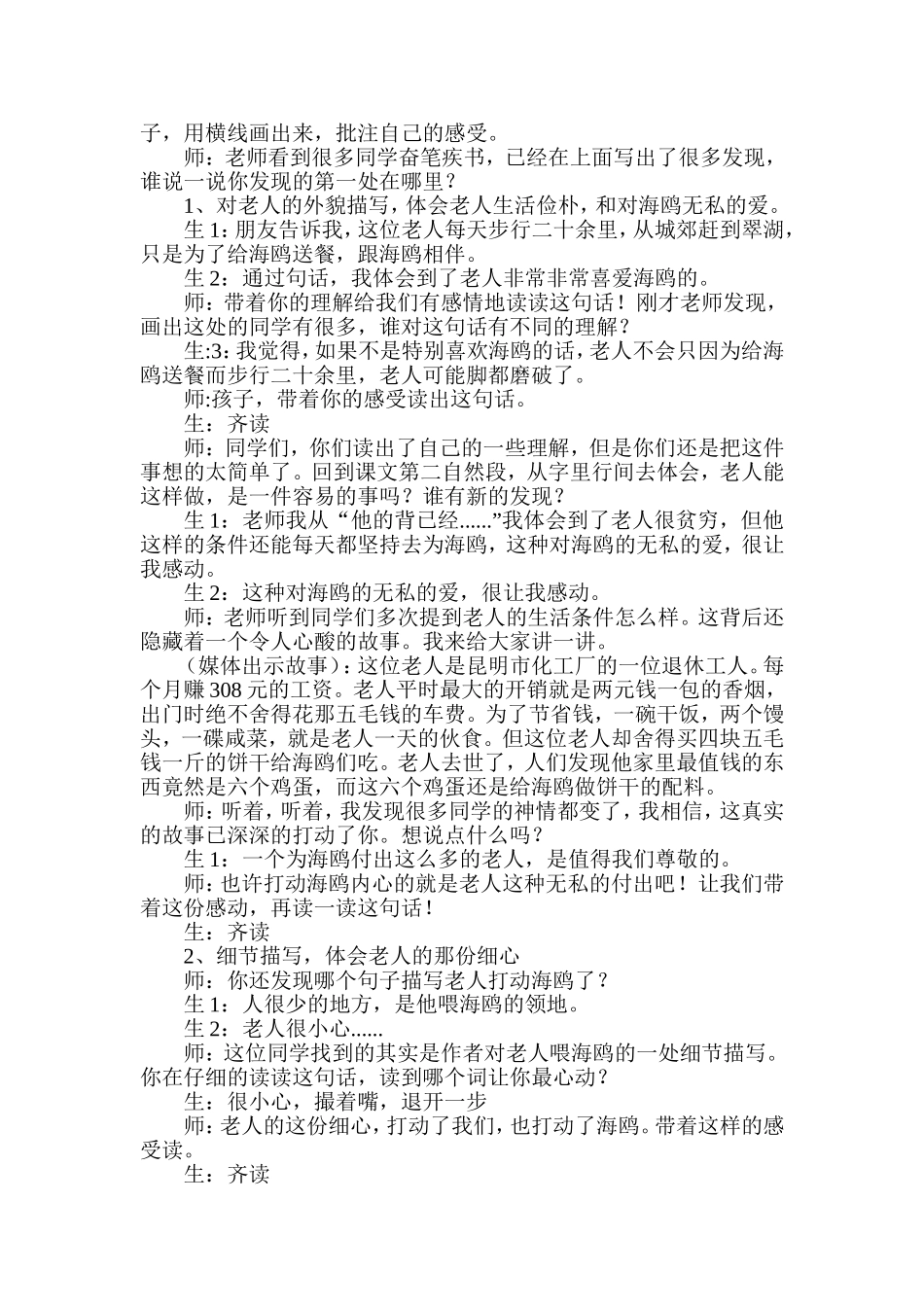 老人与海鸥教学设计(省级公开课教学设计)_第2页