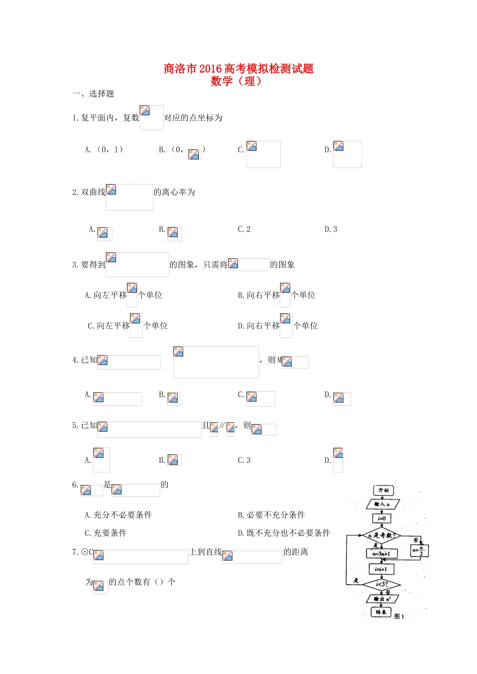 陕西省商洛市高三数学4月模拟检测试题 理-人教版高三全册数学试题_第1页