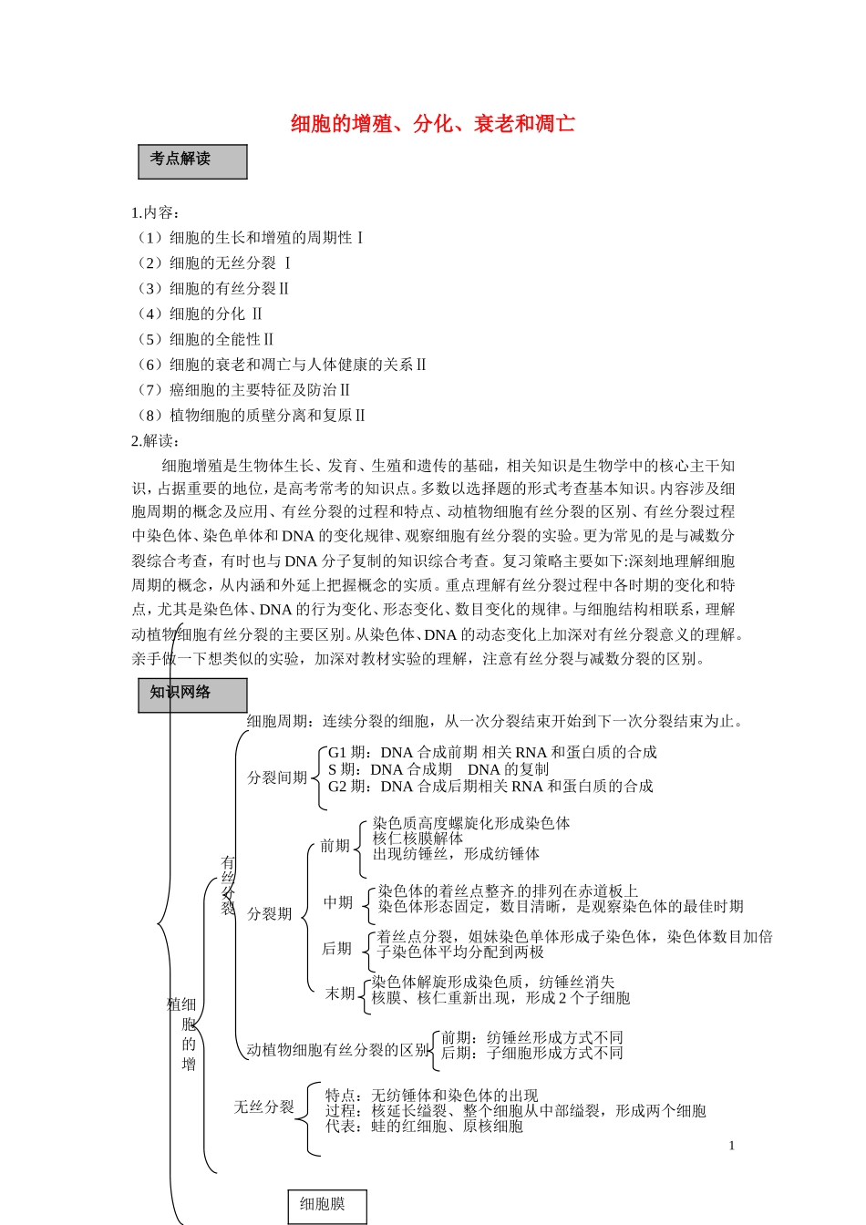 高中生物《细胞分化、衰老和凋亡》学案8 苏教版必修1_第1页