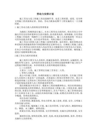 劳动力安排计划