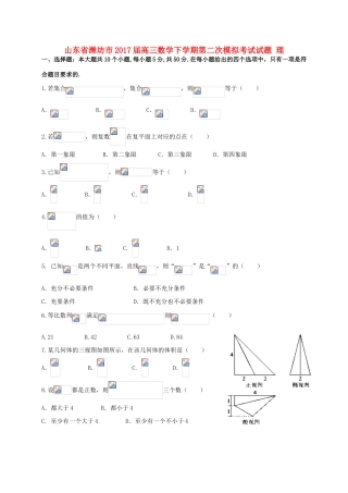 山东省潍坊市高三数学下学期第二次模拟考试试题 理-人教版高三全册数学试题