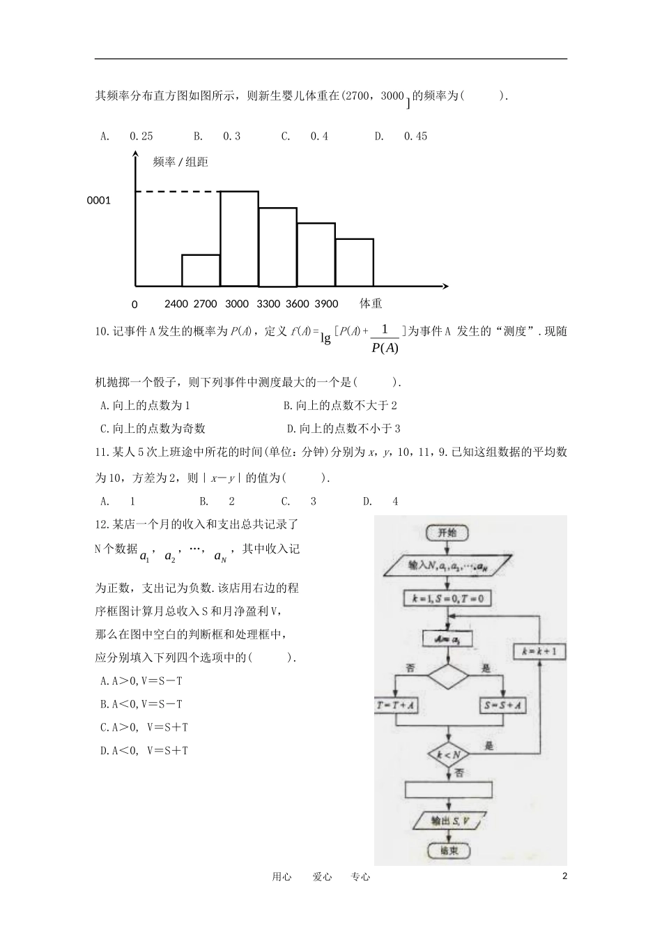 陕西省西安一中10-11学年高一数学下学期期中考试_第2页