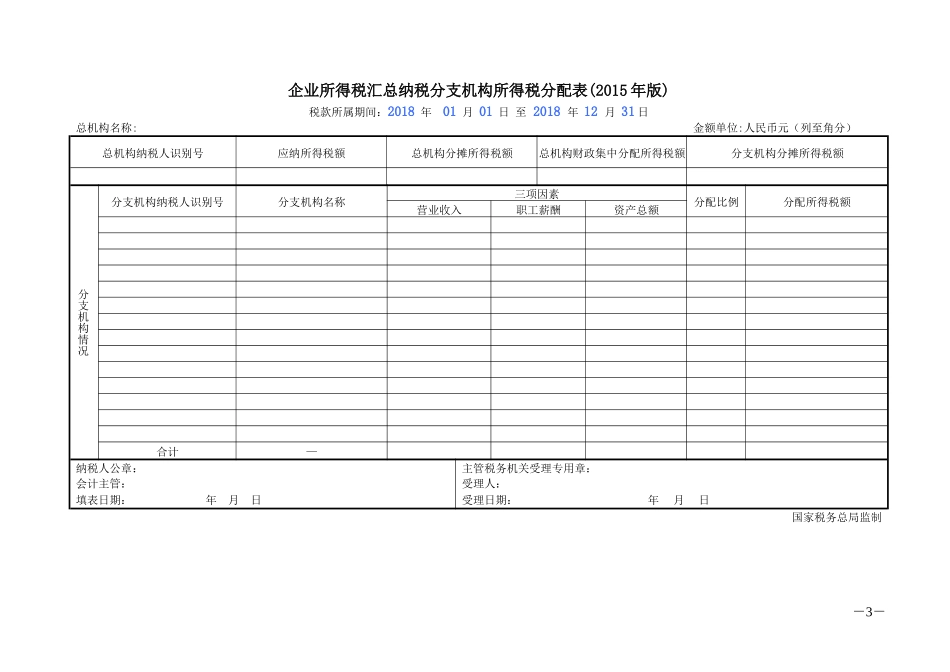 跨地区经营汇总纳税企业的分支机构年度纳税申报表_第3页