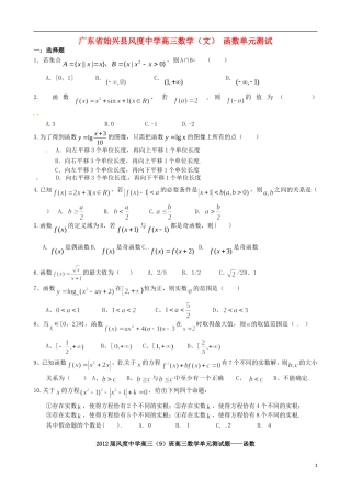 广东省始兴县风度中学高三数学 函数单元测试 文
