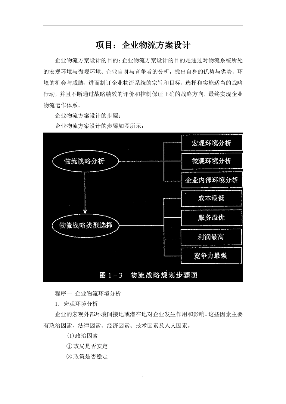 企业物流方案设计_第1页