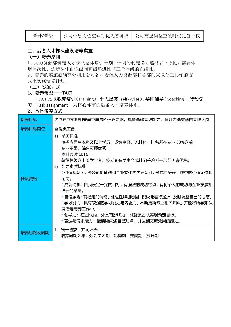 人才梯队培养计划执行方案_第3页