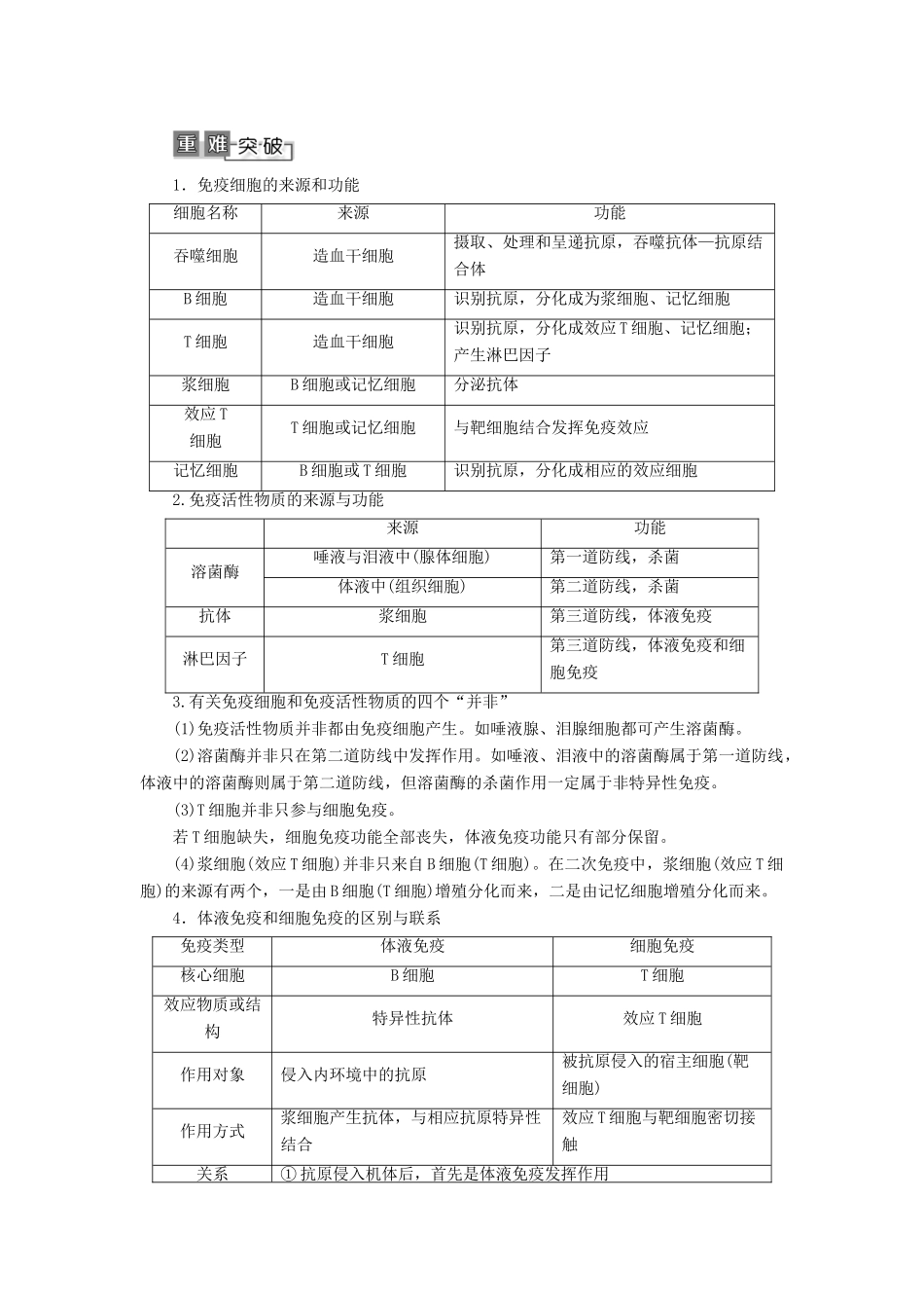 高考生物一轮复习 第8单元 生物个体的稳态 第3讲 免疫调节对人体稳态的维持学案 苏教版必修3-苏教版高三必修3生物学案_第3页
