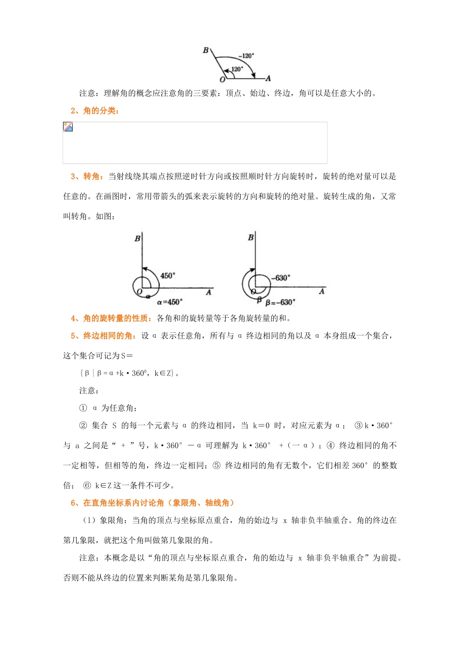 任意角的概念与弧度制 任意角的三角函数知识精讲 人教实验版B_第2页