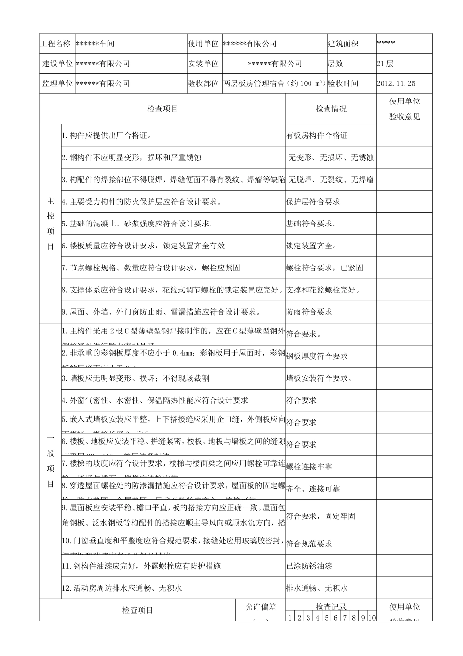 临时设施活动板房验收记录表_第3页