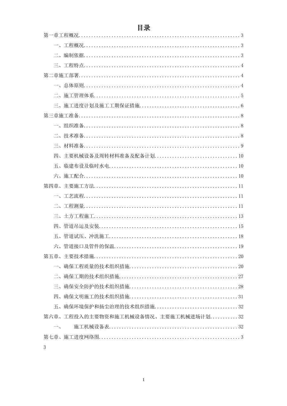热力管网施工组织设计方案_第1页