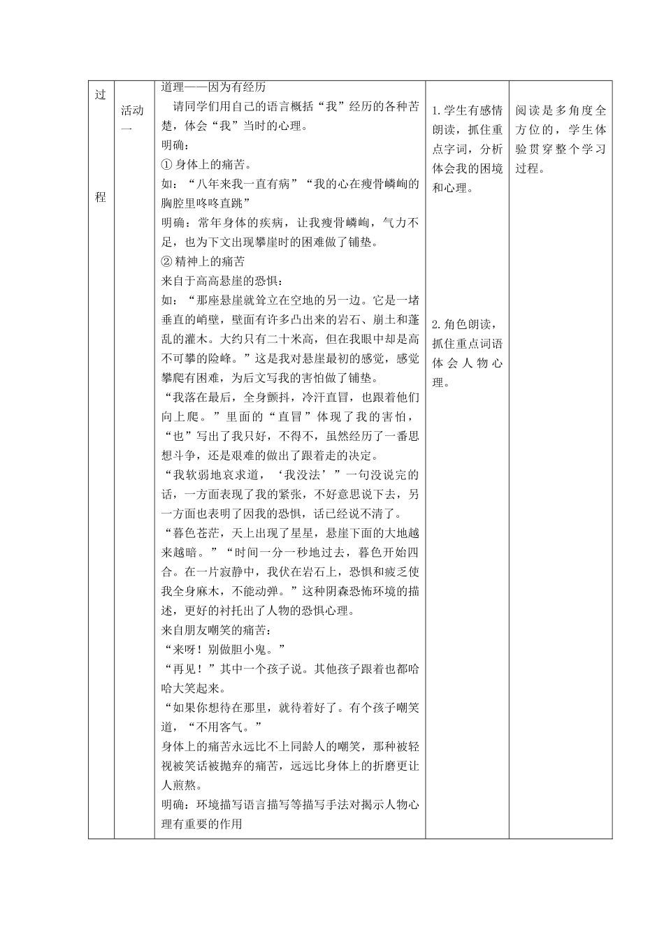 六年级语文上册 第一单元 第1课《走一步，再走一步》教学设计 鲁教版五四制-鲁教版五四制小学六年级上册语文教案_第2页