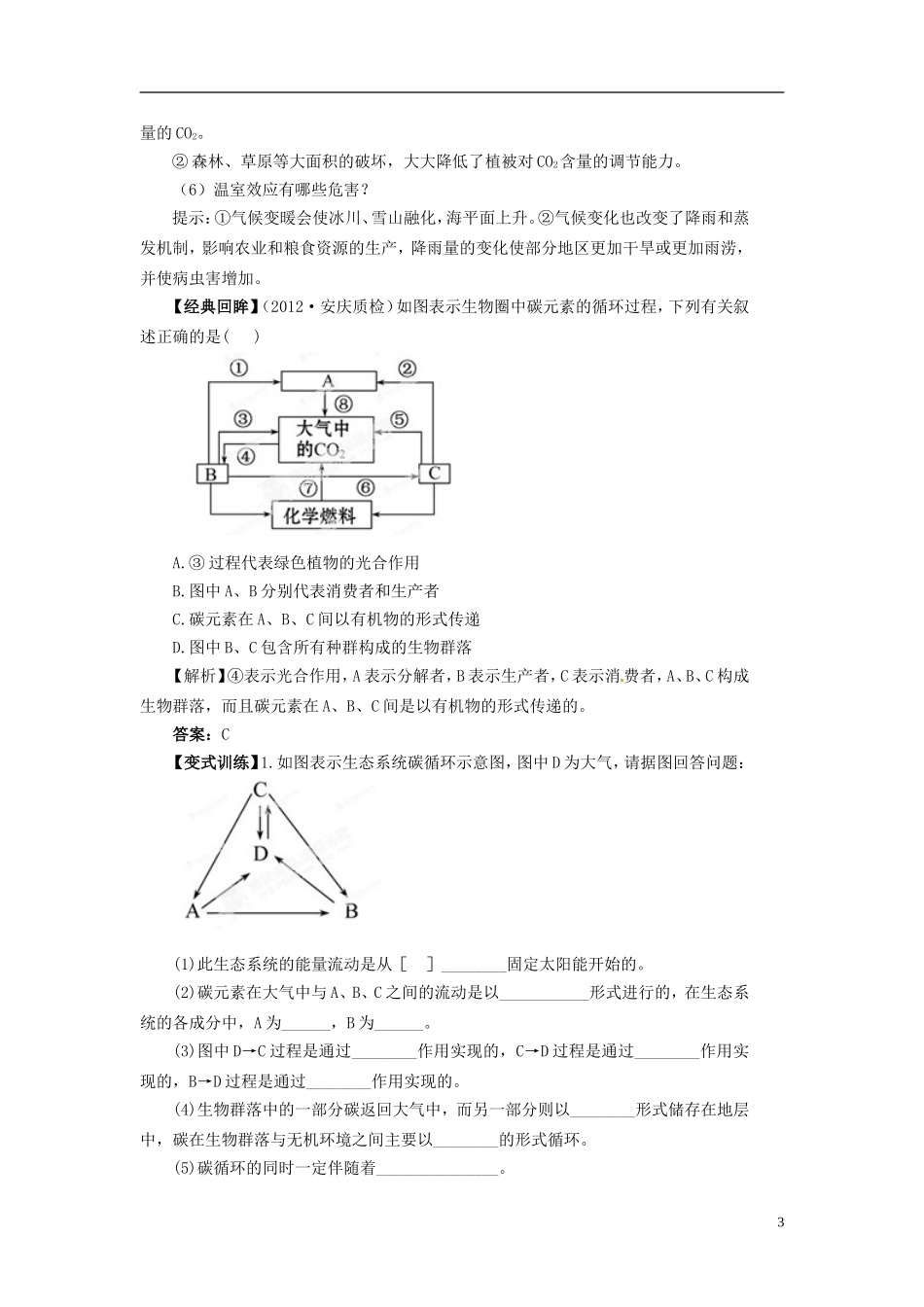 四川省雷波县民族中学高中生物 5.3 生态系统的物质循环学案 新人教版必修3_第3页