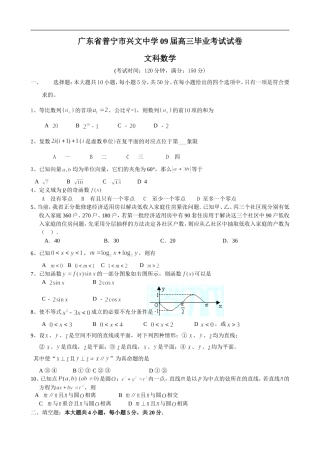 广东省普宁市兴文中学09届高三数学毕业考试试卷（文）